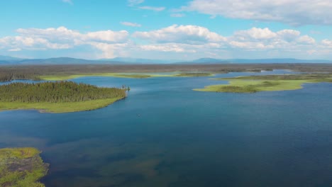 4K-Drone-Video-of-Clearwater-Lake-and-Tanana-River-near-Delta-Junction,-AK-during-Summer