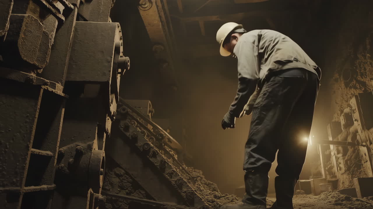 Industriarbejder i en minetunnel