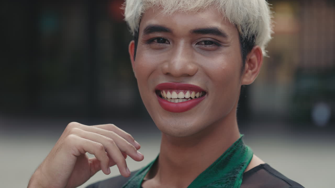 Smiling Man with Makeup