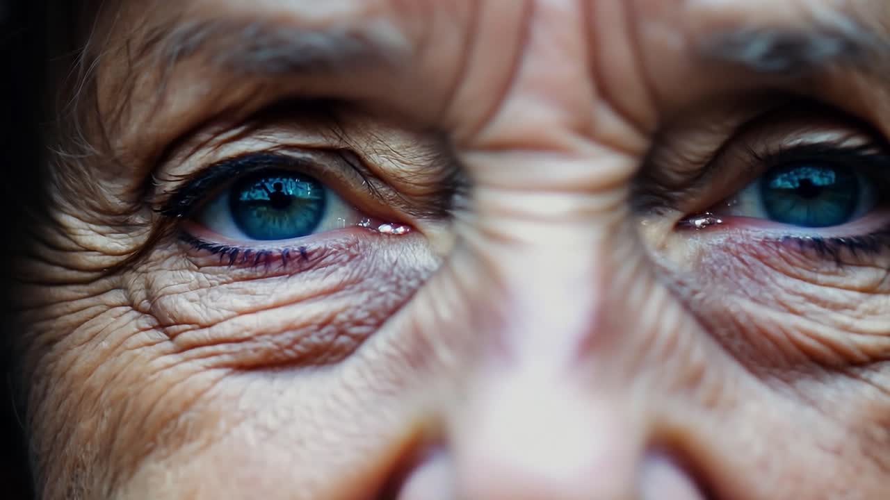retrato en primer plano de una anciana con ojos azules