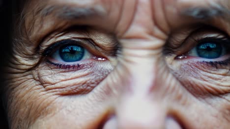 close-up portrait of an elderly woman with blue eyes