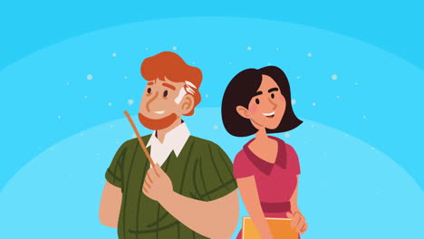 teachers couple professional characters animation