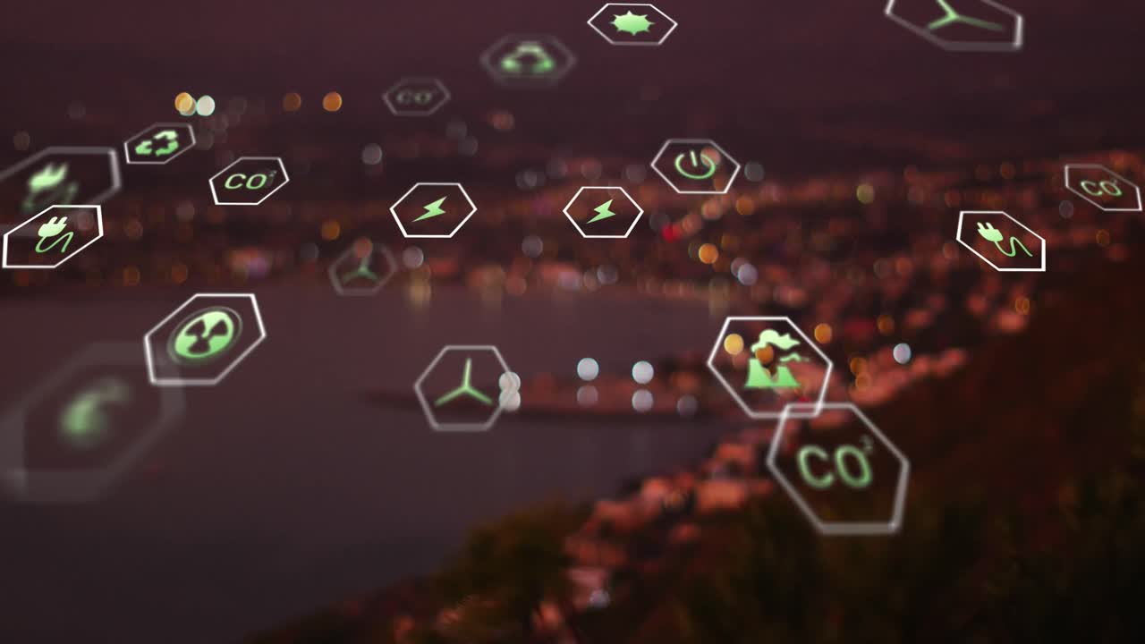 풍경 위의 지속가능성과 생태학 아이콘의 애니메이션