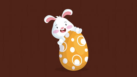 happy easter animated card with cute rabbit and egg painted