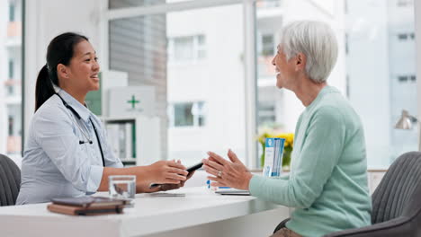 handshake, senior woman and healthcare support