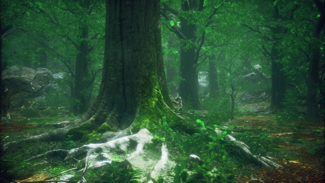 Bosque verde y exuberante