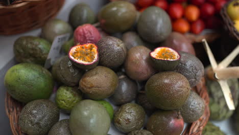 passion fruit display at a market