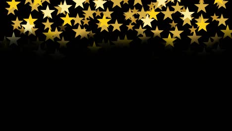 christmas 2d animation with copy space for your text. golden stars falling on black background