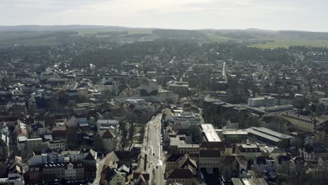 drone aerial footage of weimar on a sunny spring day