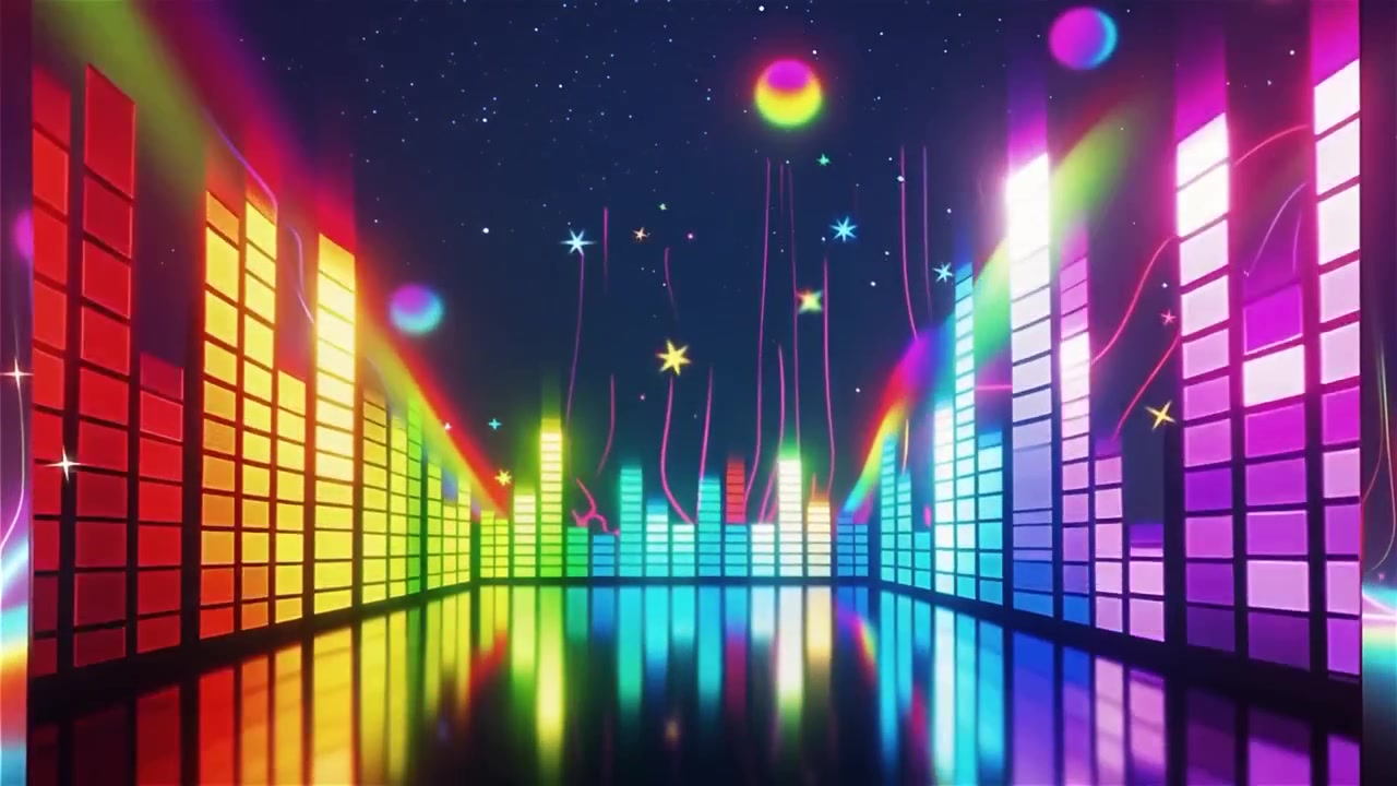 Futuristic Rainbow Neon Music Equalizer Visualizer Background