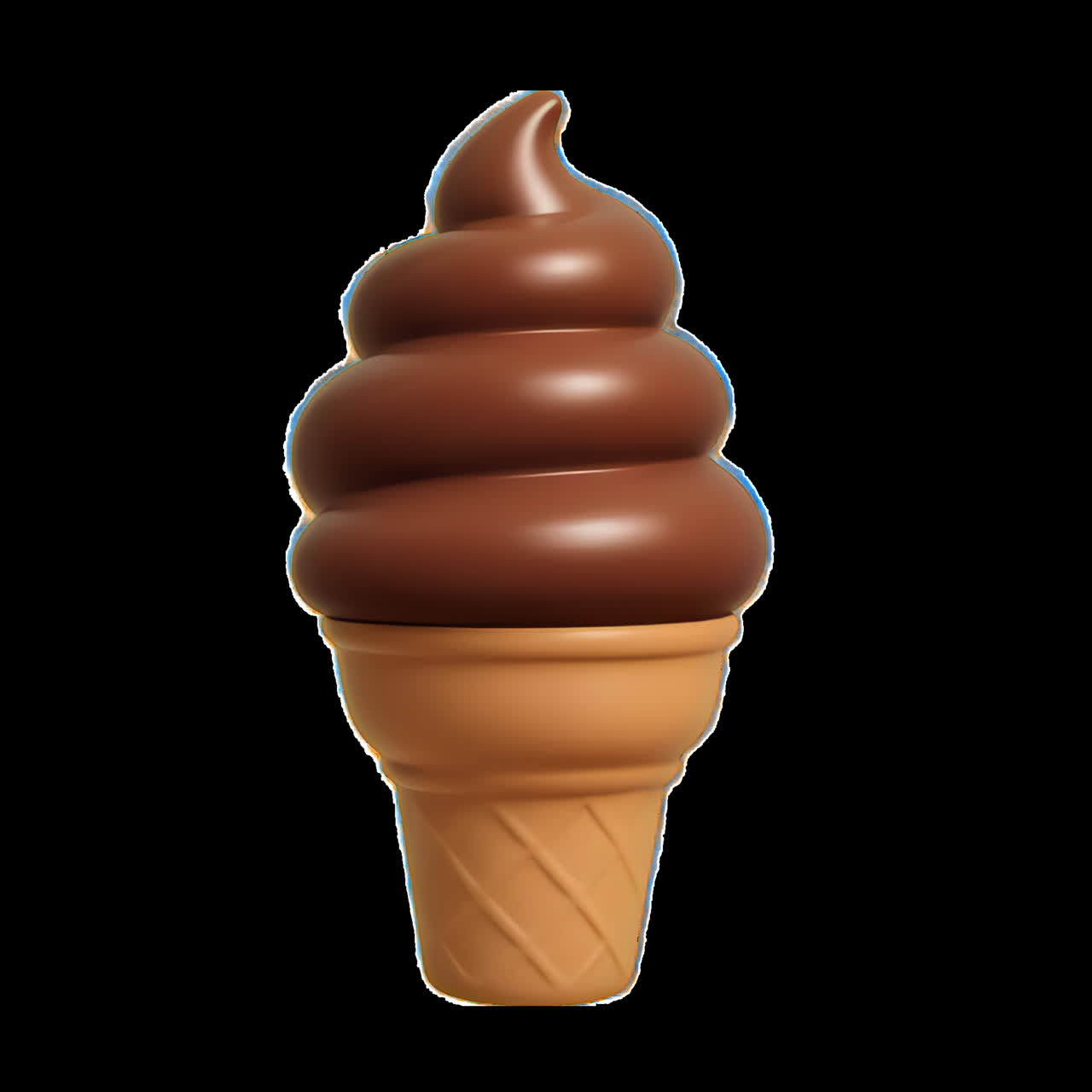 Animazione deliziosa di cono gelato al cioccolato, risorsa isolata, video 4K trasparente, canale alfa