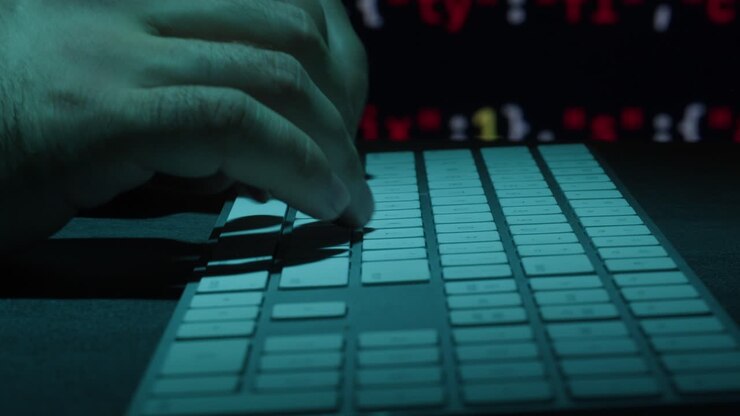 Person Typing on a Keyboard at Night