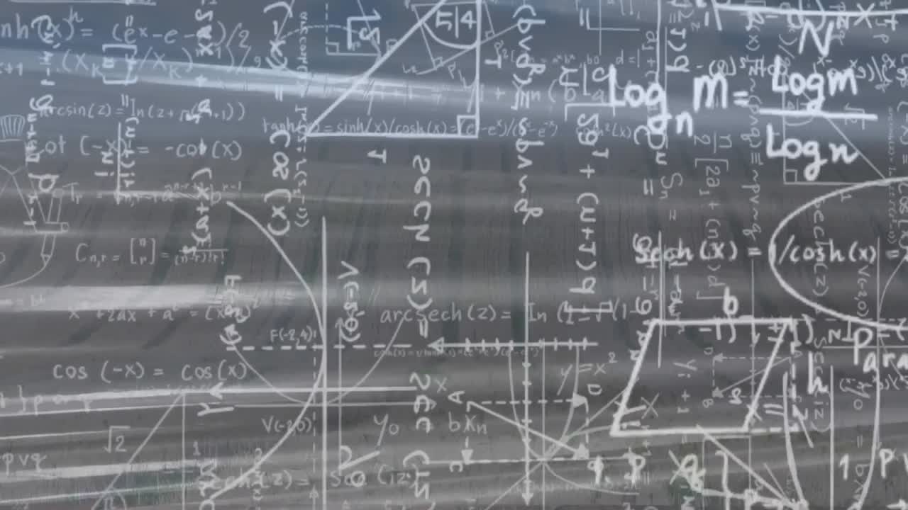 회색 배경 위의 수학 방정식의 애니메이션