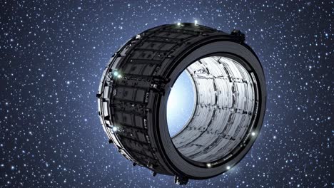 ring-shaped spaceship in space