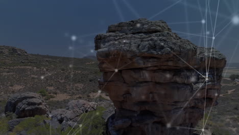 animación de redes de conexiones sobre el paisaje
