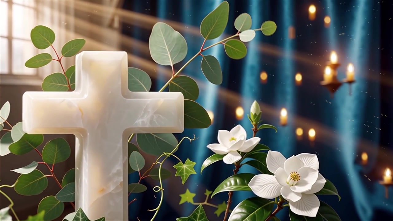 Cruz Cristiana con Luz Celestial, Fondo para Adoración.