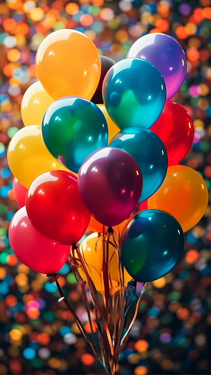 A vibrant cluster of colorful balloons