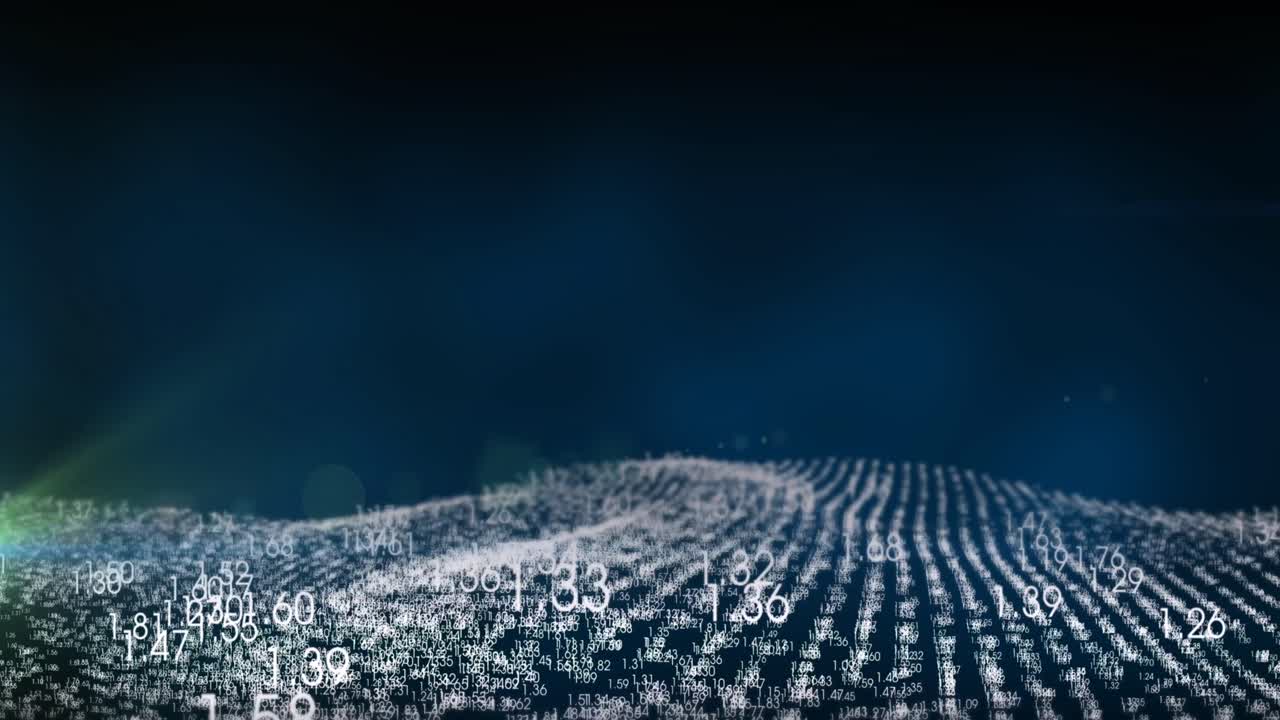 Animation of data processing on black background
