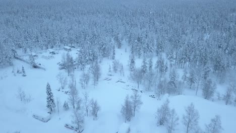 a camping site near a ski resort, in the middle of the winter in ylläsjärvi, lapland, finland