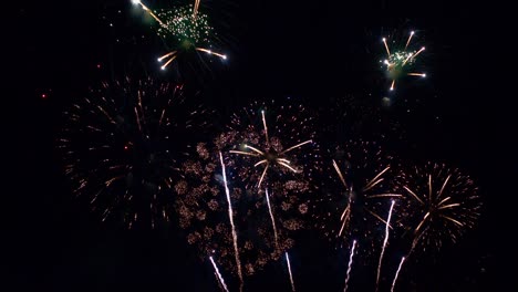 beautiful colourful fire work display at night for celebration in festival