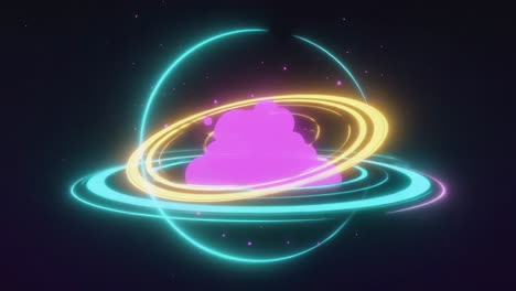 Abstract Glowing Cosmic Orb with Rings