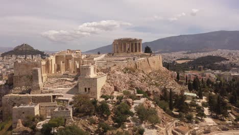 Drohnenaufnahmen-Der-Stadt-Und-Der-Akropolis-Von-Athen