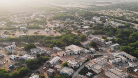 rural village in sindh. aerial circle dolly