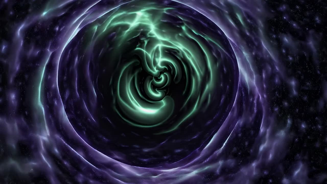 A swirling galaxy-like vortex in deep space, captured from a top-down angle, resembling a sci-fi