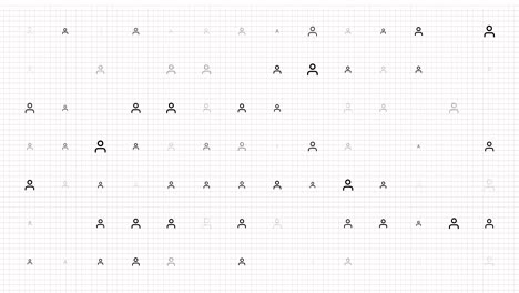 icono humano, bucle de animación. fondo de patrón sin costuras. pequeños iconos parpadean lentamente en la cuadrícula. telón de fondo blanco
