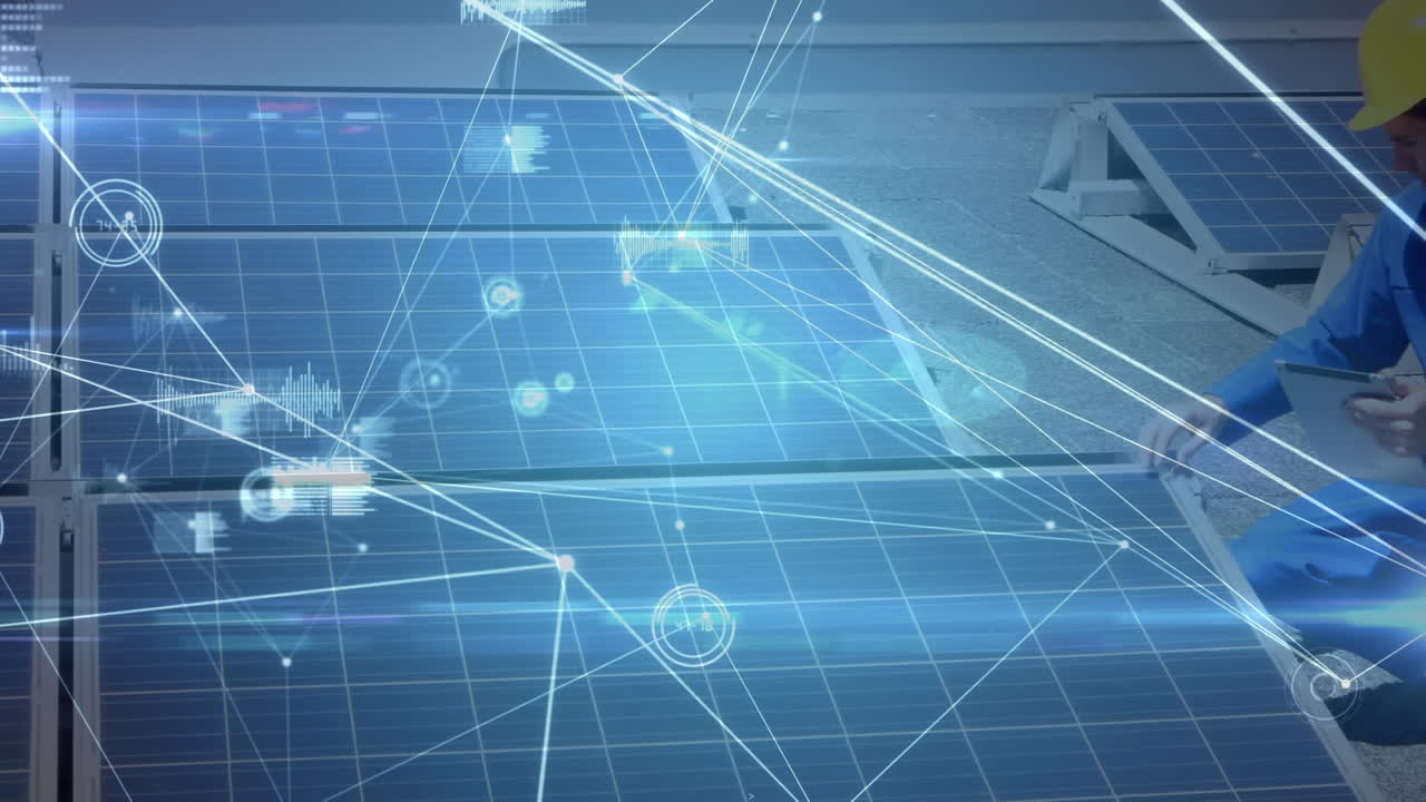 태양 전지 패널과 함께 네트워크 연결의 애니메이션