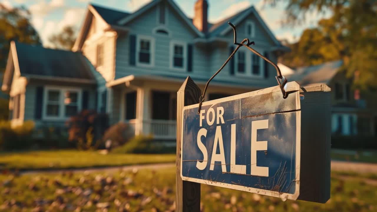 For Sale Sign in Front of a House