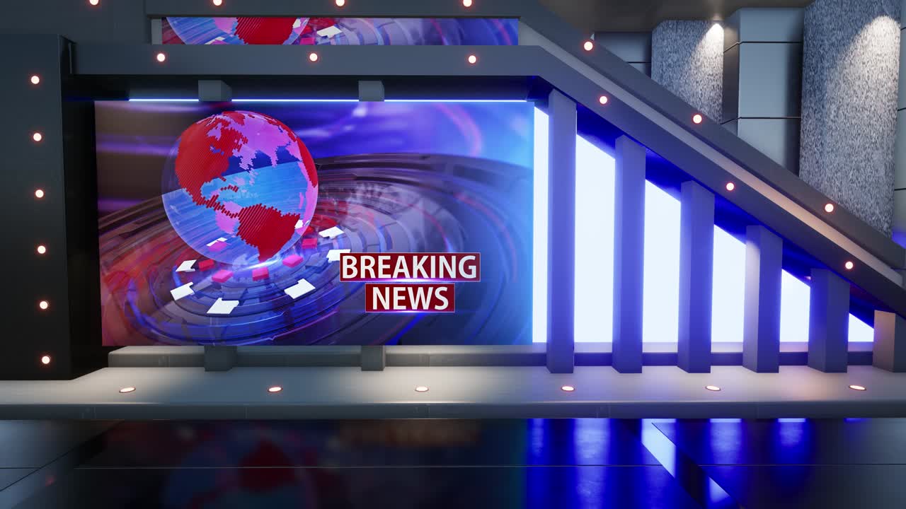 el conjunto de estudios de noticias de tv - bucle de fondo de pantalla verde virtual