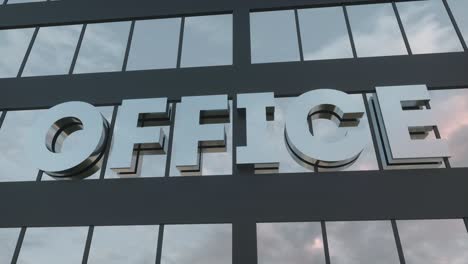 office sign on a modern glass skyscraper. office glass building