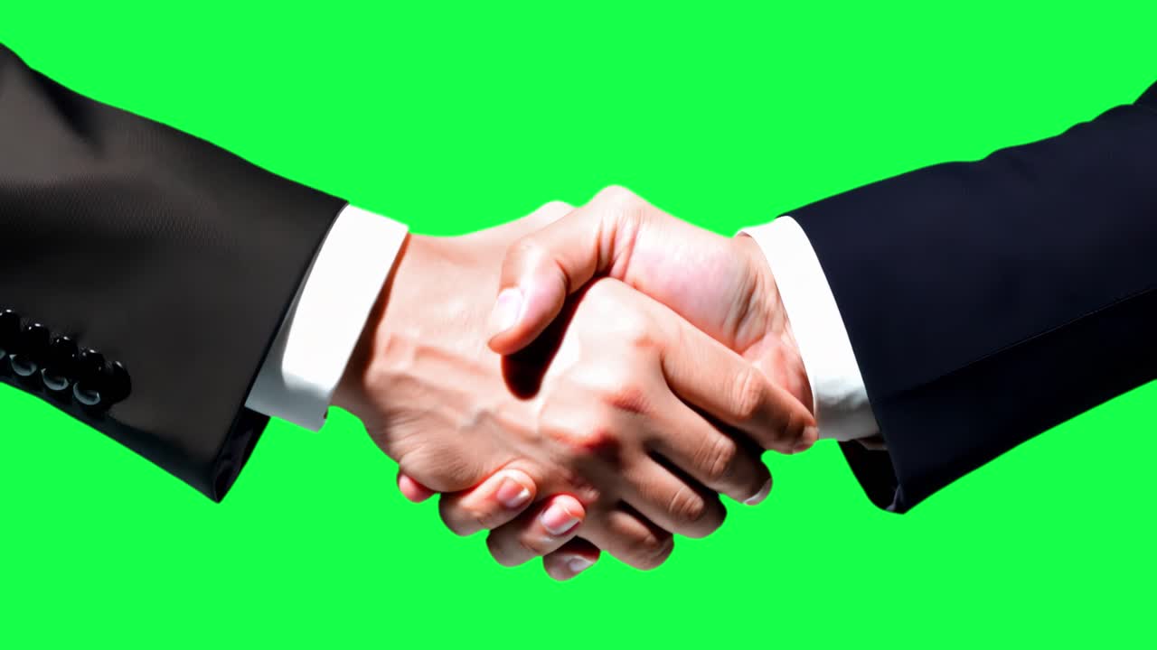 Business handshake agreement success animation, transparent 4K video ...