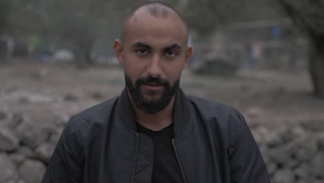 iraqi man in moria refugee camp video portrait