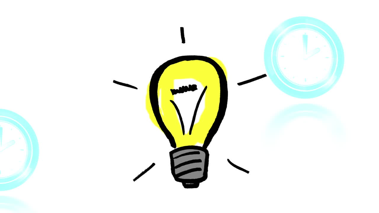 animación del reloj moviéndose sobre la bombilla