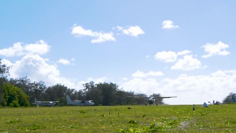 Small-propeller-plane-takeoff---Lady-Elliot-Island