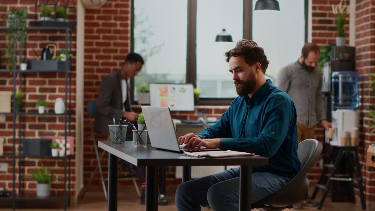 Company worker analyzing charts information on documents