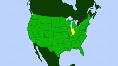 2d animation of us map with indiana highlighted