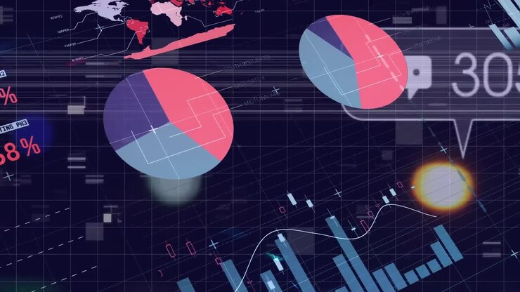 Animazione di icone e numeri dei social media su un paesaggio urbano