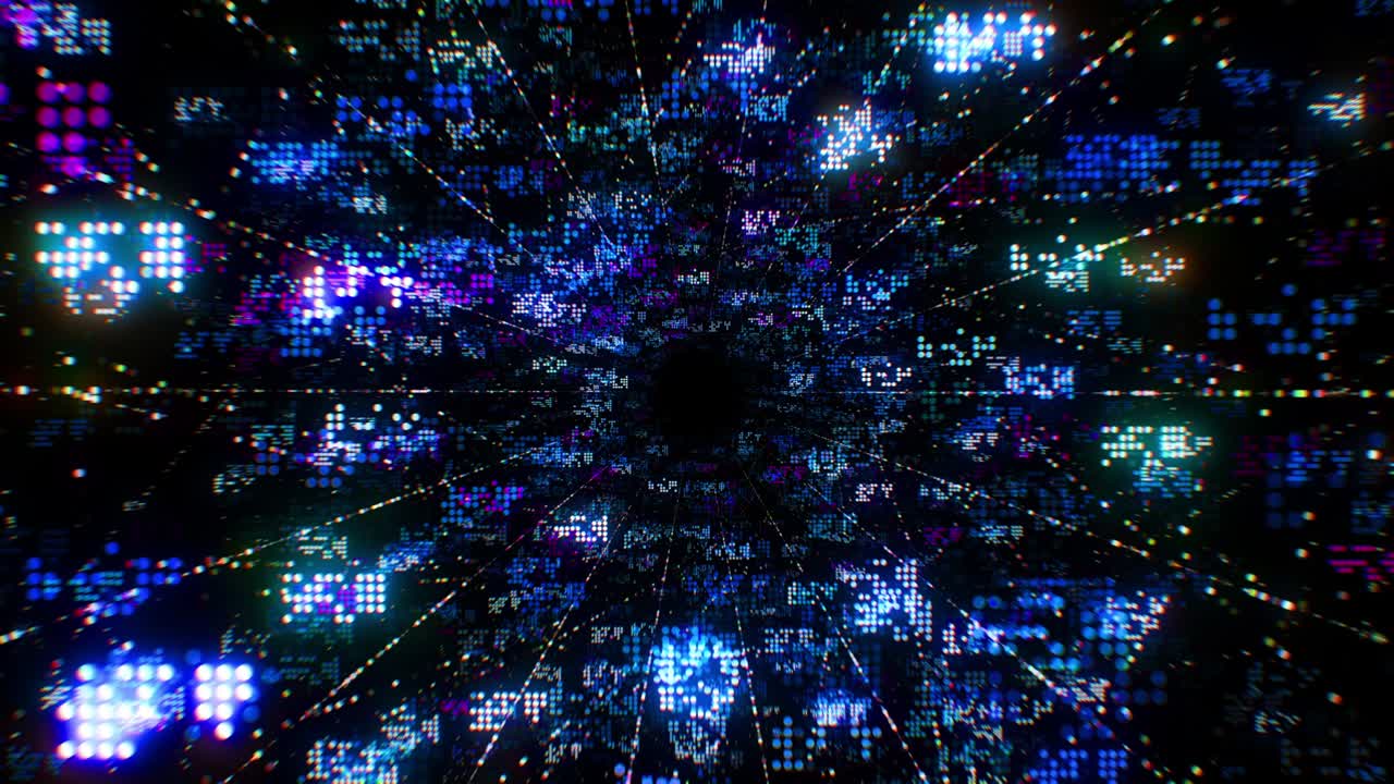 datos de código digital abstractas hermosas sin problemas. ilustración del proceso de computación en la nube de big data. animación 3d en bucle. innovaciones tecnológicas en el concepto de desarrollo de redes.