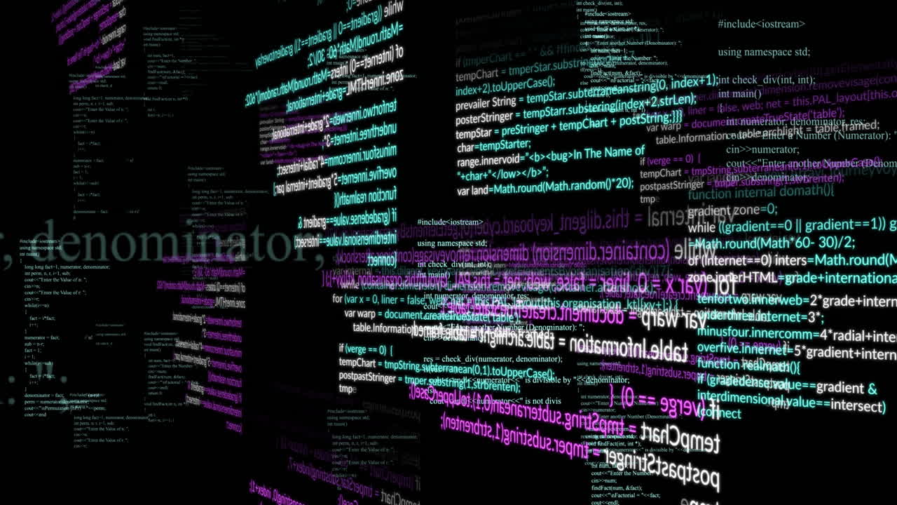 animación del procesamiento de datos sobre un fondo negro