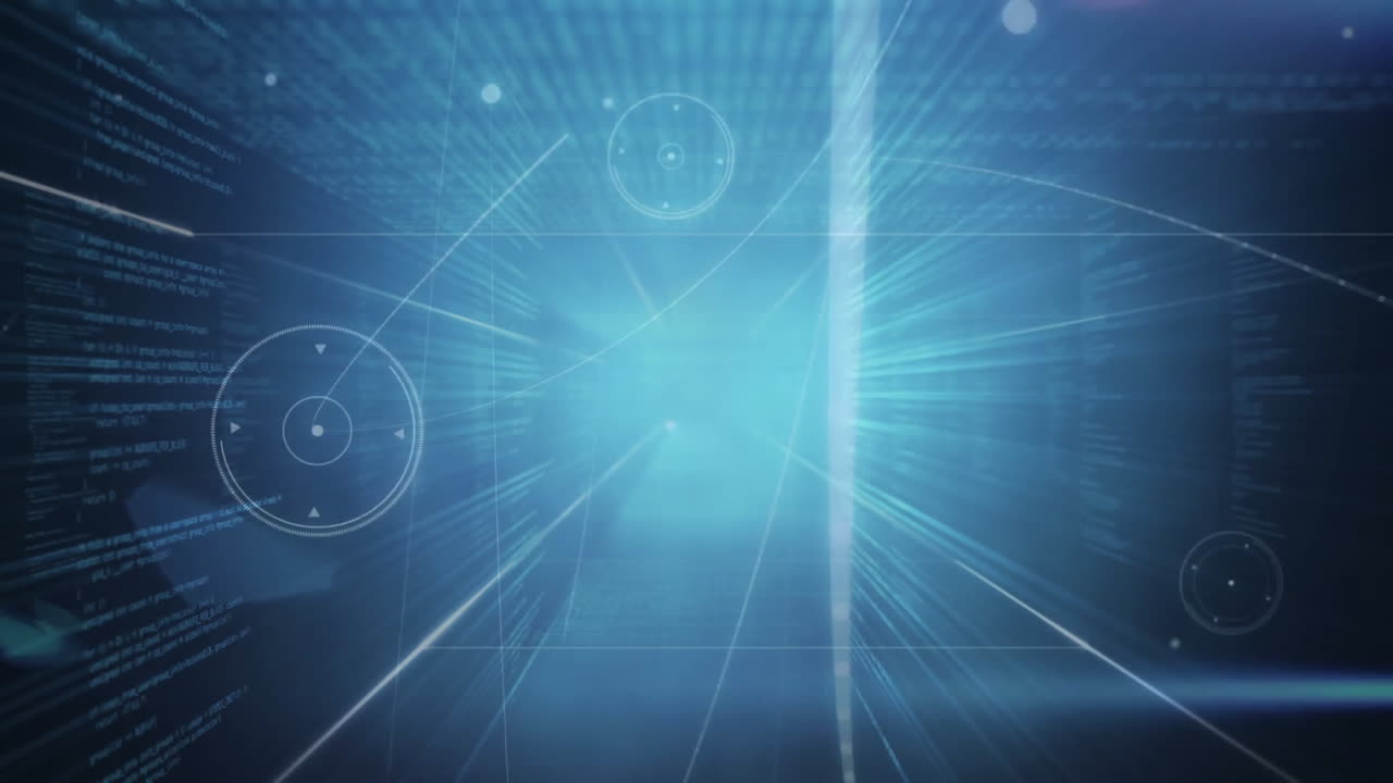 Animation of network of connections with icons over data processing