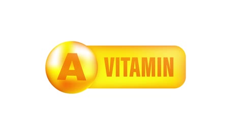 vitamin a with realistic drop on gray background. particles of vitamins in the middle. motion graphics.