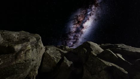 4k astrofotografía rastros de estrellas sobre las paredes del cañón de piedra arenisca.