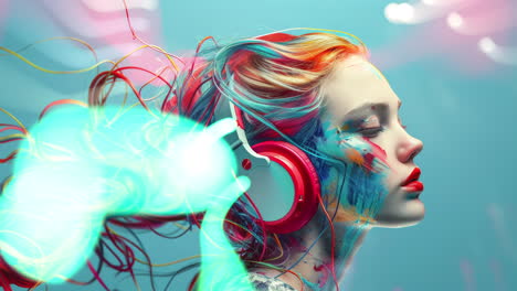 mujeres con auriculares y altavoces hechos con ia generativa