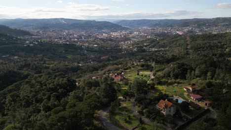 Aerial-view-of-Ourense-cityscape,-Galicia,-Spain