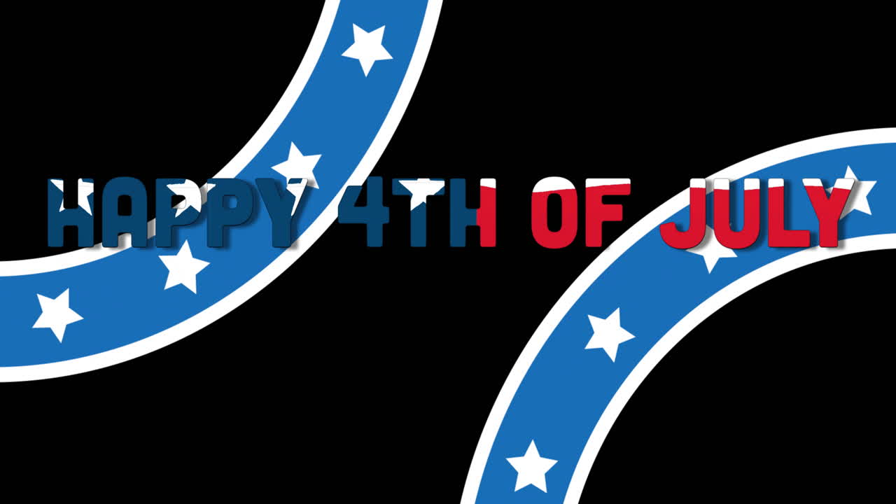animación de feliz 4 de julio texto sobre la bandera de los ee.uu.
