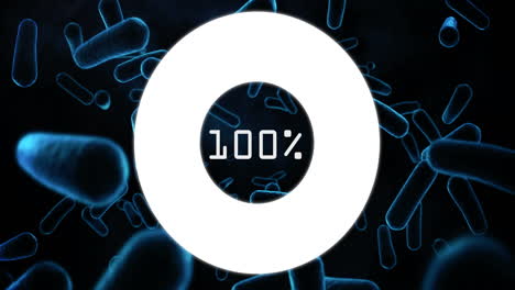 carga de círculo de 0 a 100 con bacterias azules en el fondo 4k