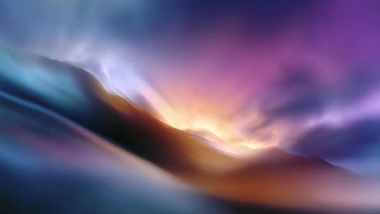Stunning Abstract Landscape with Vivid Colors and Soft Hills at Sunset, Capturing the Essence of Nature's Tranquility and Beauty in a Dreamy, Ethereal Scene